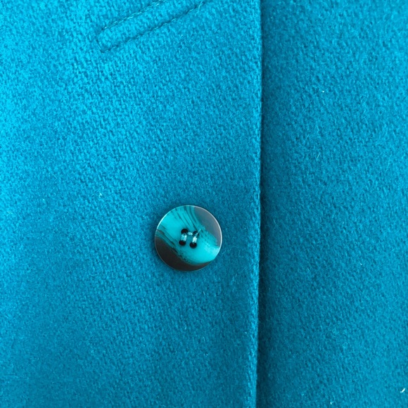 Electric blue 100% wool long coat made in USA - Picture 6 of 9